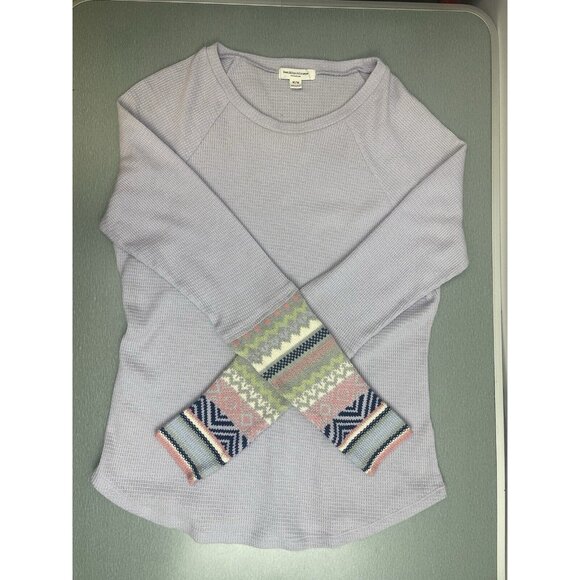 Beach Lunch Lounge Lavender Waffle Knit Thermal Long Sleeve Tee Size Medium - Picture 14 of 16